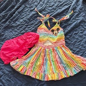 Rainbow polkadot Mickey dress, perfect for Disney